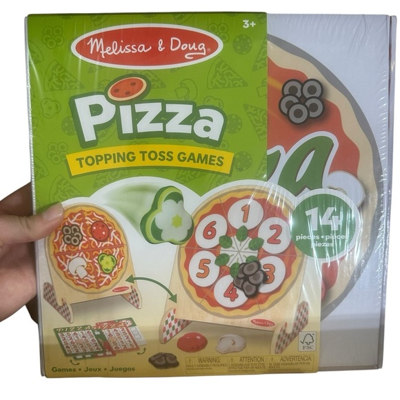 Melissa & Doug Wooden Double-Sided Pizza Topping Toss Games 14-Piece, New Sealed - Picture 1 of 1